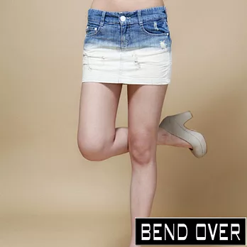 【BENDOVER】漸層刷淡牛仔短裙25淡藍