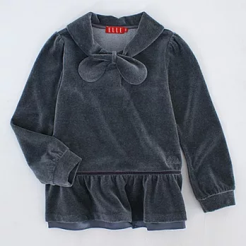 百事特童裝e店【ELLE】交叉領絨毛上衣120灰