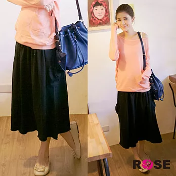 ROSE。小幸福柔感口袋抽繩長裙FREE黑系