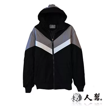 【男人幫 】C5222＊ 【太空帽設計拼接連帽外套】L黑色