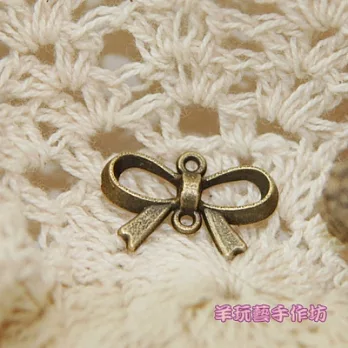 【古銅色 合金 蝴蝶結 2號 雙吊 吊飾】