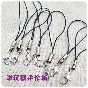 【黑色手機吊繩+13MM 鋅蝦扣】5入1包