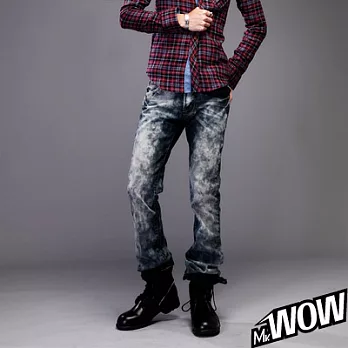 Mr.WOW英倫龐克鉚釘低腰重磅窄版牛仔褲M黑色