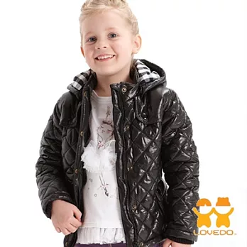 【LOVEDO-艾唯多童裝】英倫搖滾甜心 連帽防寒鋪棉外套(黑)105黑色