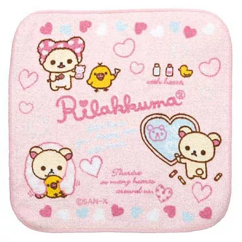 San-X 懶熊愛心泡泡浴系列小方巾。懶妹愛心