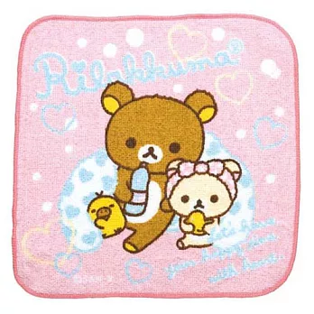 San-X 懶熊愛心泡泡浴系列小方巾。愛心泡泡