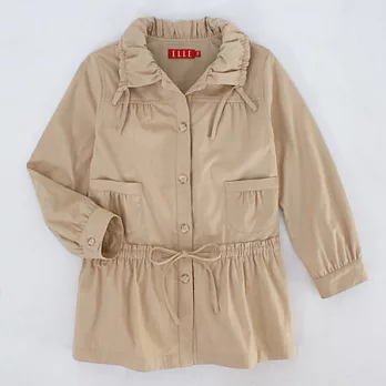 百事特童裝e店【ELLE】繫帶長版外套120卡其