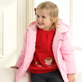 百事特童裝e店【ELLE】愛心造型口袋附帽舖棉外套80粉紅