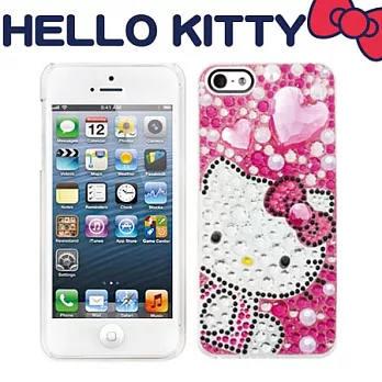 Hello Kitty 日版 iPhone5 背蓋心鑽閃亮桃(iP5-KT6)