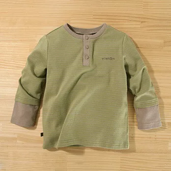 百事特童裝e店【minihope】質感細條開釦上衣110芥綠