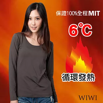 【WIWI】100%MIT輕柔刷毛圓領暖氣發熱衣(銀河灰 女M-XL)M銀河灰