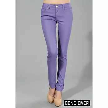 【BENDOVER】珠光粉窄管斜紋長褲 (淺紫)27淺紫