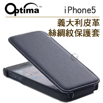 Optima 義大利皮革 絲綢紋路 iPhone5 四角防撞 皮革保護套黑色