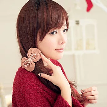 ●ECO安珂●【E6-759】優雅邂逅 皮質圓邊蝴蝶結 髮夾/法國夾(2色)粉色