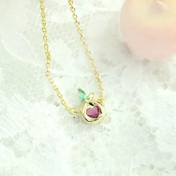 [Bling Q]韓版馥晶蘋果彩石小項鍊(金)