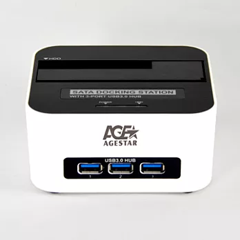 2.5/3.5吋 SATA至USB3.0 3Ports USB3.0 HUB複合式 硬碟外接座(白色)