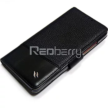 Redberry HTC J Butterfly (X920D) 雙料縫線 側掀(立架式)皮套伯爵黑