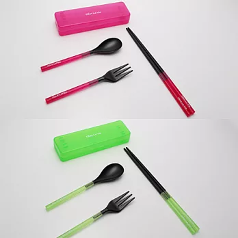 C’est La Vie 三合一環保餐具組-(桃紅+綠)