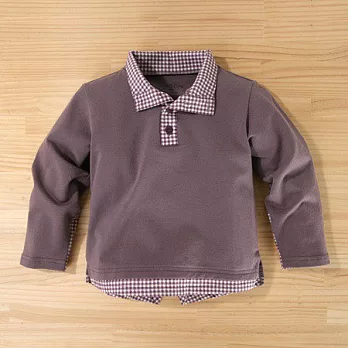 百事特童裝e店【minihope】拼接彈性立領上衣130咖啡