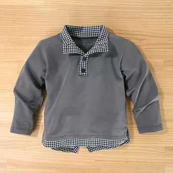 百事特童裝e店【minihope】拼接彈性立領上衣120灰