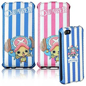 OneMagic iPhone5 航海王 下掀式皮套 - 新世界喬巴條紋藍