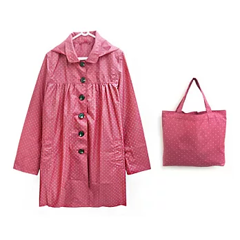 時尚風衣款雨衣-日本水玉(桃)