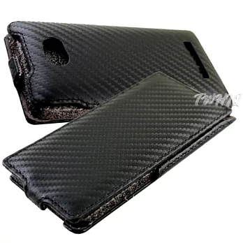 HTC 8X Windows Phone 8 (C620e) 動感卡夢紋 下掀式手機皮套卡夢黑