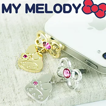 My Melody日版 皇家徽章水晶耳機塞璀璨金JJ-01MM