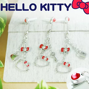Hello Kitty日版 華麗晶鑽耳機塞吊鍊-豔紅艷紅之心(KTJSRH)
