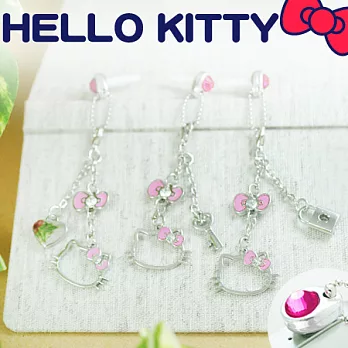 Hello Kitty日版 華麗晶鑽耳機塞吊鍊-粉紅粉紅之鎖(KTJSPG)