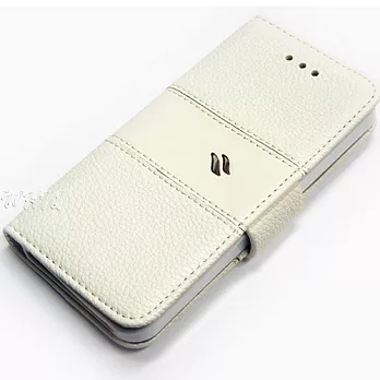 Redberry Apple iPhone 5 雙料縫線 側掀(立架式)皮套科技白