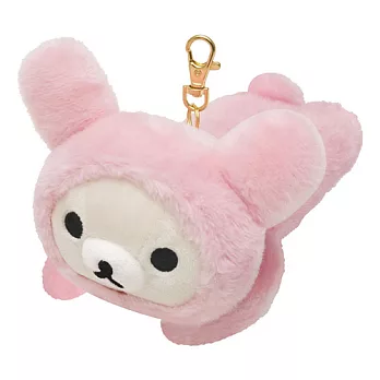 San-X 懶妹粉兔變裝系列毛絨公仔車票夾。懶妹