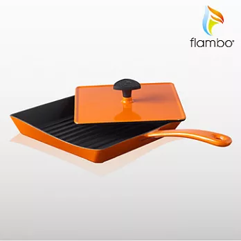 《美國flambo》富蘭鍋鑄鐵燒烤盤-M (杏桃橙)