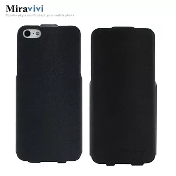 Miravivi iPhone 5 超薄型掀蓋式貂紋皮革保護皮套-個性黑