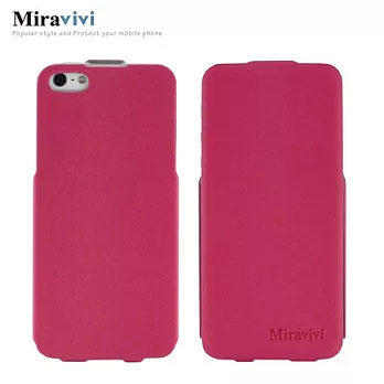 Miravivi iPhone 5 超薄型掀蓋式貂紋皮革保護皮套-蜜桃粉