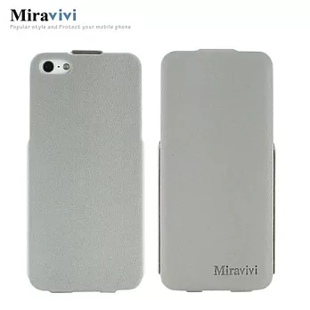 Miravivi iPhone 5 超薄型掀蓋式貂紋皮革保護皮套-知性灰