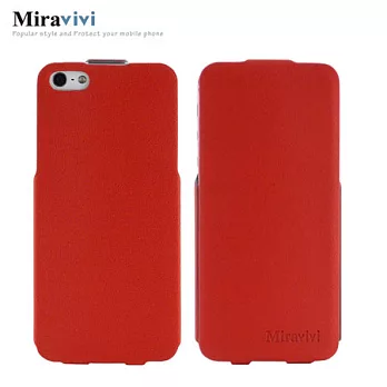 Miravivi iPhone 5 超薄型掀蓋式貂紋皮革保護皮套-魅力紅