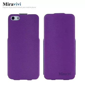 Miravivi iPhone 5 超薄型掀蓋式貂紋皮革保護皮套-優雅紫