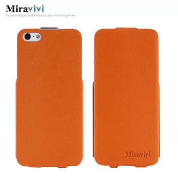 Miravivi iPhone 5 超薄型掀蓋式貂紋皮革保護皮套-豔陽橘