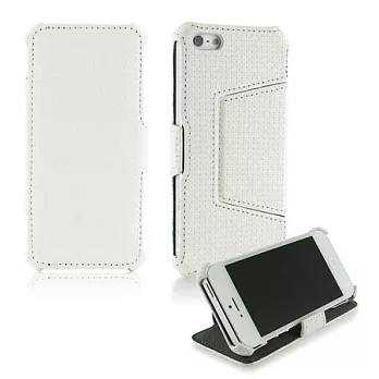 Miravivi iPhone 5 編織紋側掀蓋式可立皮套純潔白