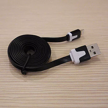 iPhone5/iPad4/iPad Mini 彩色繽紛傳輸充電窄扁線 (1m)黑