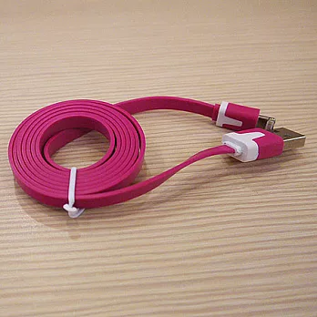 iPhone5/iPad4/iPad Mini 彩色繽紛傳輸充電窄扁線 (1m)桃紅