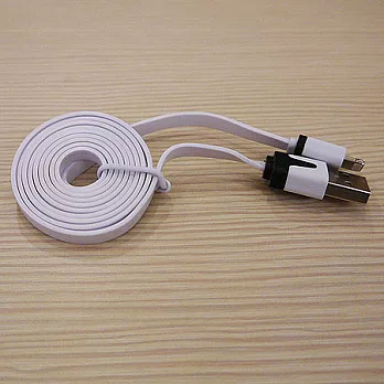 iPhone5/iPad4/iPad Mini 彩色繽紛傳輸充電窄扁線 (1m)白
