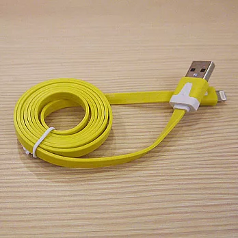 iPhone5/iPad4/iPad Mini 彩色繽紛傳輸充電窄扁線 (1m)淡黃