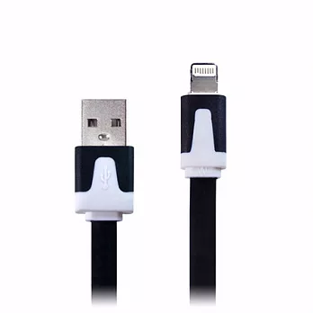 iPhone5/iPad mini專用 繽紛USB充電/傳輸扁線(1M)黑色