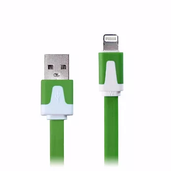 iPhone5/iPad mini專用 繽紛USB充電/傳輸扁線(1M)綠色