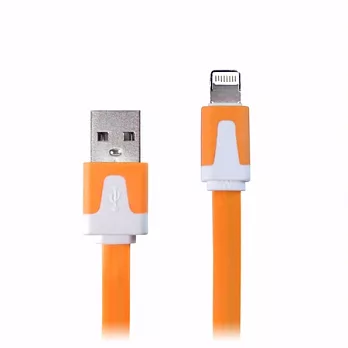 iPhone5/iPad mini專用 繽紛USB充電/傳輸扁線(1M)橘色