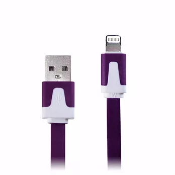 iPhone5/iPad mini專用 繽紛USB充電/傳輸扁線(1M)紫色