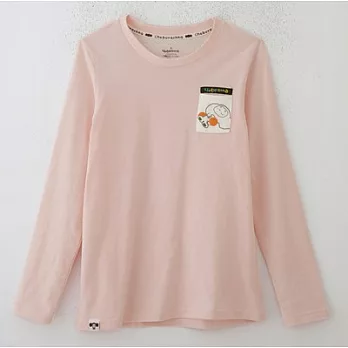 大耳查布Cheburashka復古的拼接∕古意橘小口袋純棉長袖T-shirt∕中性款XL粉橘