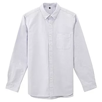 [MUJI 無印良品]男有機棉牛津扣領襯衫XL淺紫